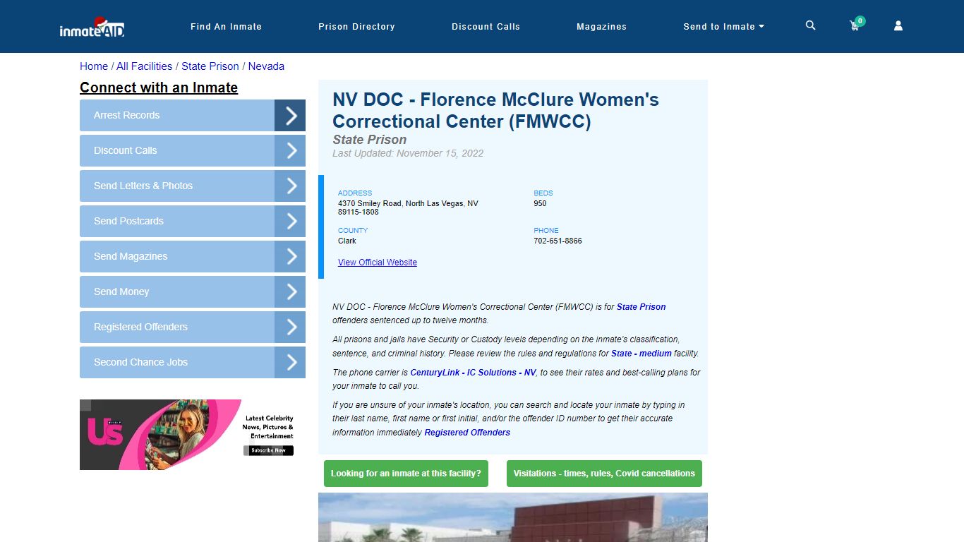 NV DOC - Florence McClure Women's Correctional Center (FMWCC) - InmateAid