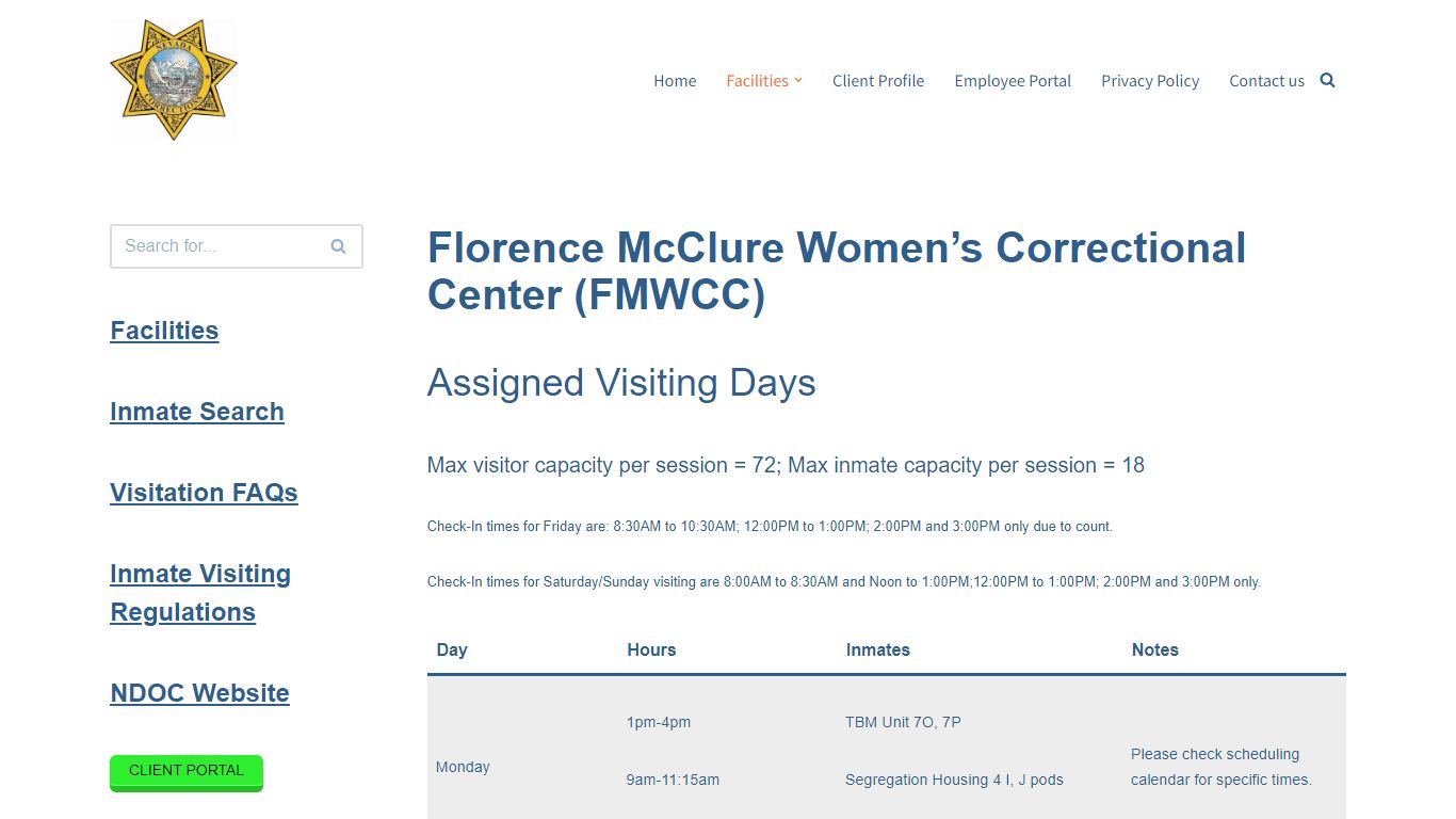 Florence McClure Women’s Correctional Center (FMWCC)