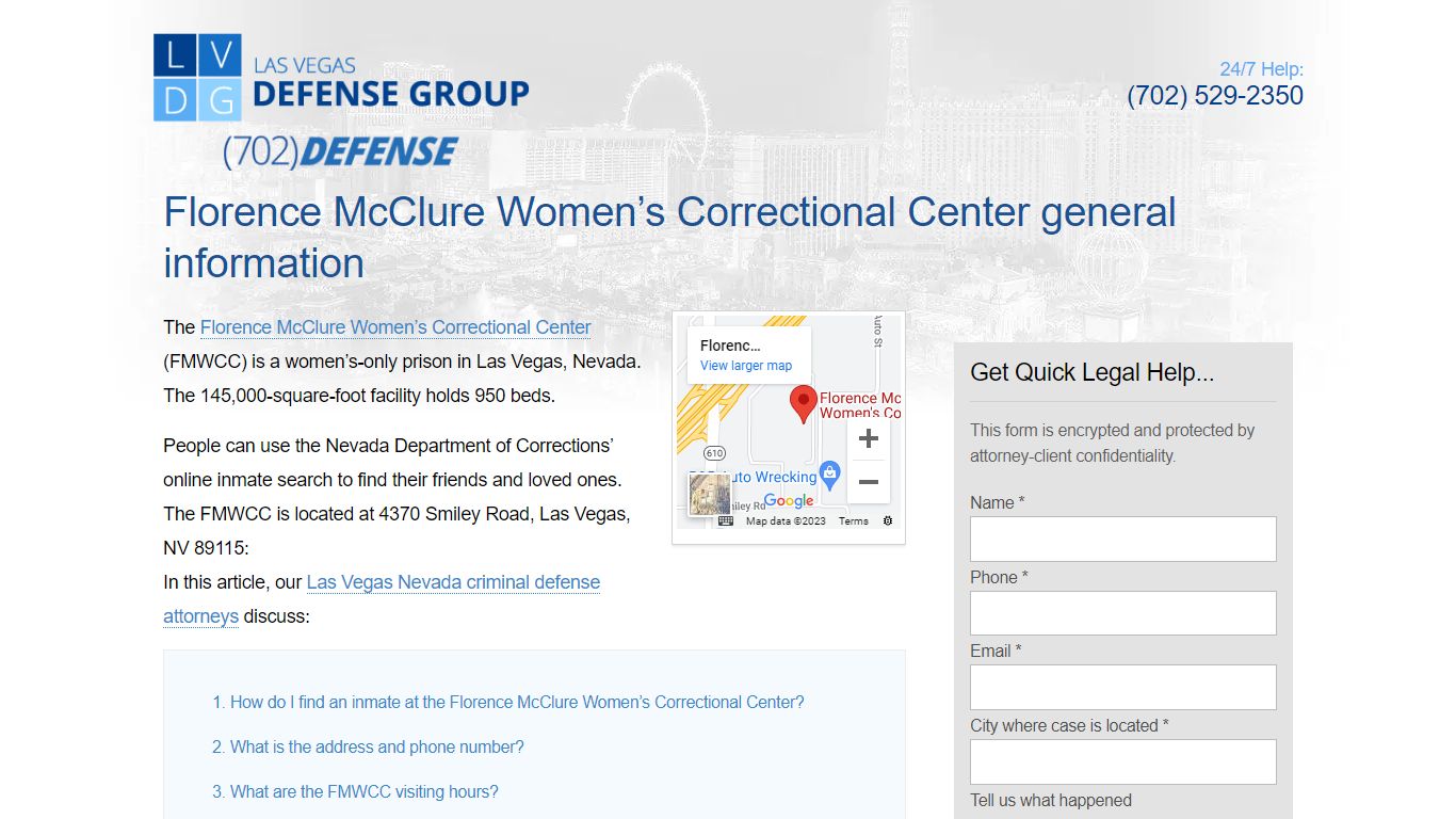 Florence McClure Women’s Correctional Center general information