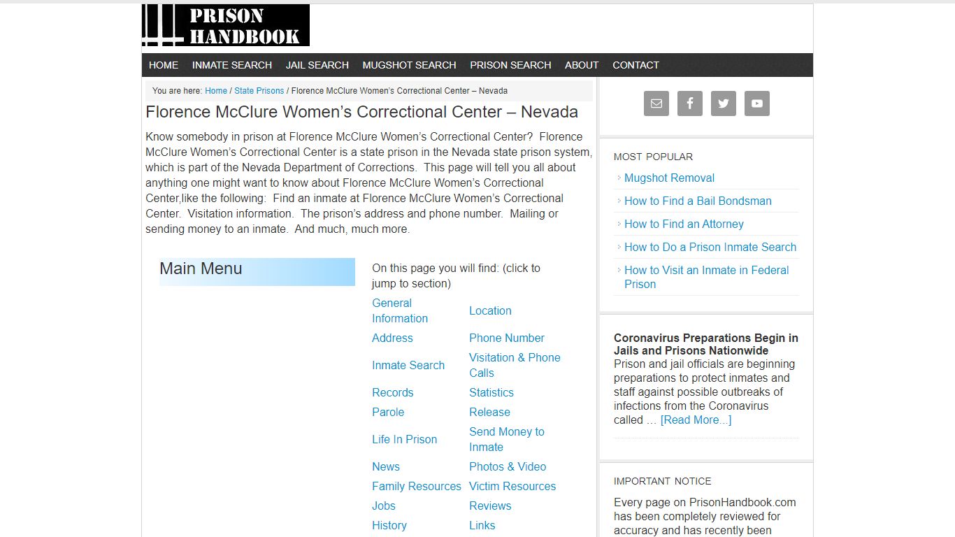 Florence McClure Women's Correctional Center – Nevada - Prison Handbook